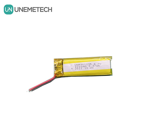 3.7V 100mAh 301235 Kullanıcı elektroniği için şarj edilebilir lityum polimer pil