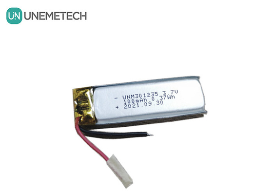 3.7V 100mAh 301235 Kullanıcı elektroniği için şarj edilebilir lityum polimer pil