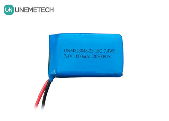 2S Yüksek Serbestleme Hızı LiPo Pil / 18C Lityum Polimer Pil 7.4v 1000mah 823048