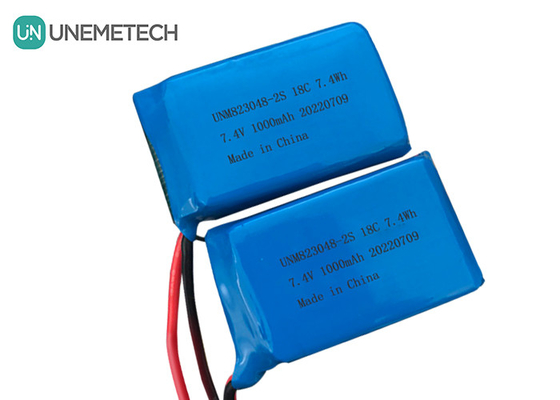 2S Yüksek Serbestleme Hızı LiPo Pil / 18C Lityum Polimer Pil 7.4v 1000mah 823048