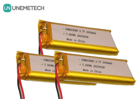 Kişiselleştirilmiş Uzun Döngü Yaşamı Lipo Pil Paketi 3.7V 2050mAh 923060 Dijital Ürünler İçin