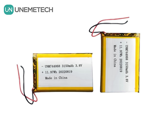 Yeniden şarj edilebilir Yüksek Voltajlı Lipo Pil 3.8V 744068 3150mah GPS Takip Sistemi için Pil