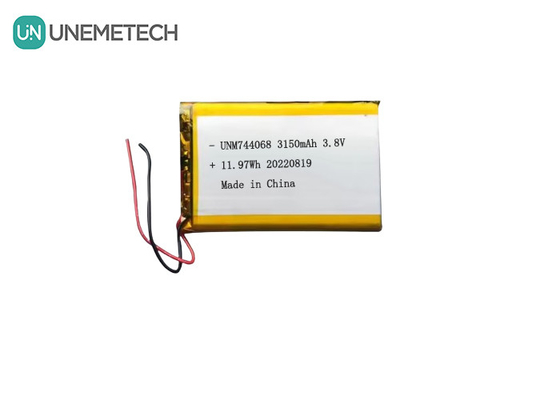 Yeniden şarj edilebilir Yüksek Voltajlı Lipo Pil 3.8V 744068 3150mah GPS Takip Sistemi için Pil