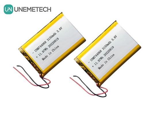 Yeniden şarj edilebilir Yüksek Voltajlı Lipo Pil 3.8V 744068 3150mah GPS Takip Sistemi için Pil