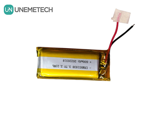 600mAh Özel Gümüş Liyon Pil / 851838 3.7V Giyim Aygıtı Lityum iyon Polimer Pil