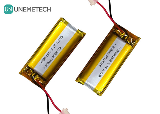 600mAh Özel Gümüş Liyon Pil / 851838 3.7V Giyim Aygıtı Lityum iyon Polimer Pil