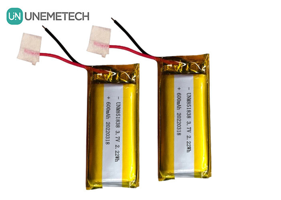 600mAh Özel Gümüş Liyon Pil / 851838 3.7V Giyim Aygıtı Lityum iyon Polimer Pil