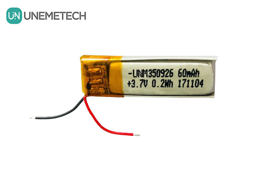 500'den fazla döngü ömrü 3.7V 60mAh şarj edilebilir Lityum iyon polimer 350926 kulaklık bataryası