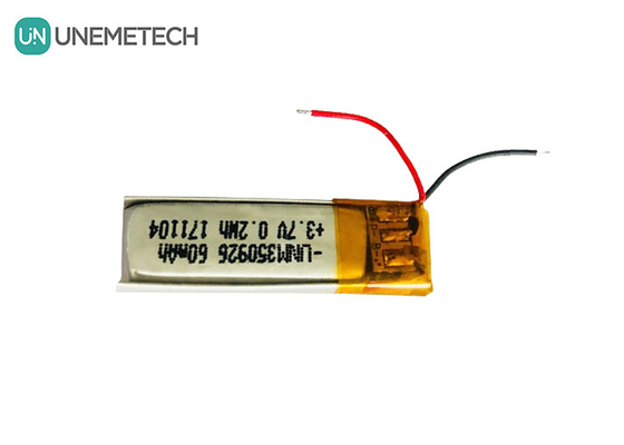 500'den fazla döngü ömrü 3.7V 60mAh şarj edilebilir Lityum iyon polimer 350926 kulaklık bataryası