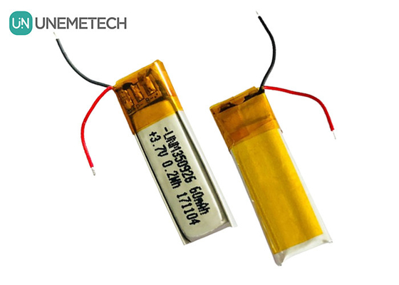 500'den fazla döngü ömrü 3.7V 60mAh şarj edilebilir Lityum iyon polimer 350926 kulaklık bataryası
