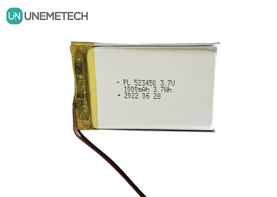 MSDS Ev Kullanımı İçin Onaylanan 3.7V Polimer Lityum İyon Pil 1000mAh 523450