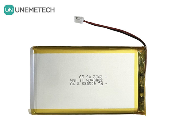 3.7V 3000mAh Şarj edilebilir Li-Ion Pil 605080 Elektronik için PCB ve Kablo Bağlantısı ile