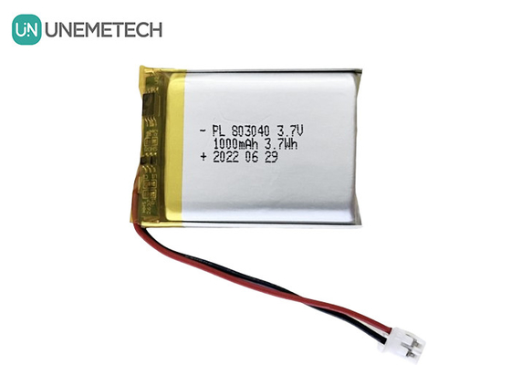 3.7V Lityum Polimer Pil 803040 Kozmetik Enstrüman için 1000mAh Poly Lityum Pil
