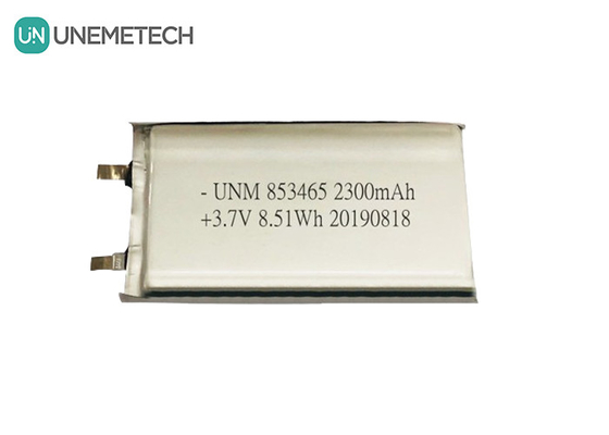 3.7V 2300mah Tek Hücreli Lityum Polimer Pil Paketi 853465 Tıbbi Ekipmanlar için IEC62133 ile