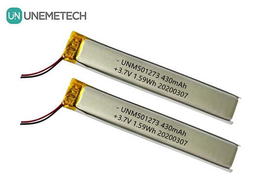 5.0*12.0*73.0mm Lityum Polimer Pil / 3.7V 430mAh 501273 Bluetooth Aygıtları için İnce Lipo Pil