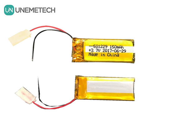 Elektronik ekipman parçaları için 3.7V 150mAh 501229 lityum polimer li-ion pil