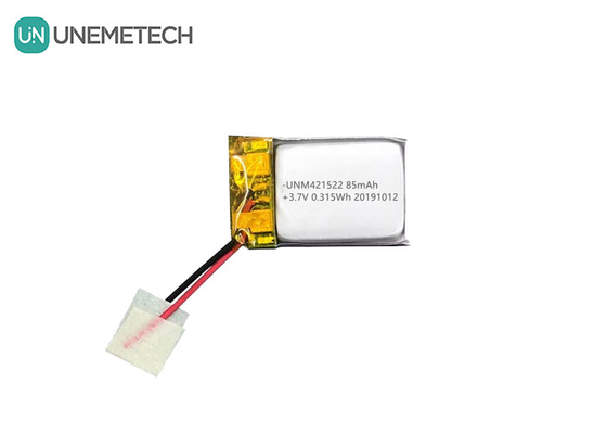 85mAh 3.7V Küçük Lityum Polimer Pil 421522 PCM ve Kurşun Kablo ile Şarj edilebilir