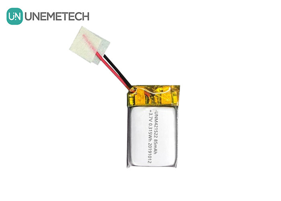 85mAh 3.7V Küçük Lityum Polimer Pil 421522 PCM ve Kurşun Kablo ile Şarj edilebilir