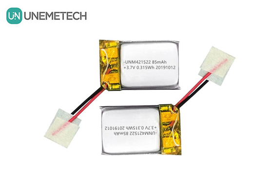 85mAh 3.7V Küçük Lityum Polimer Pil 421522 PCM ve Kurşun Kablo ile Şarj edilebilir