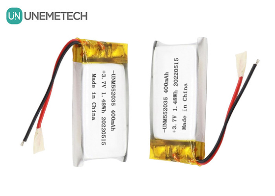 3.7V Şarj edilebilir Lityum İyon Polimer Pil 552035 Kablosuz Cihaz için 400mAh Li Po Pil