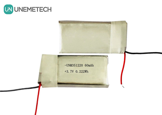 3.7V 60mAh Ultra Küçük Şarj edilebilir Lipo Pil 351220 Giyilebilir Ürünler İçin