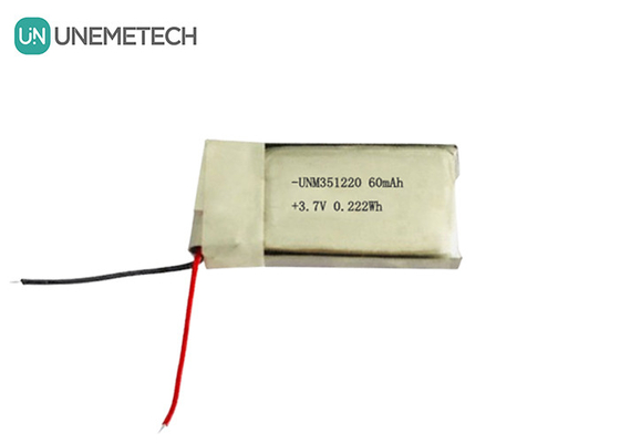 3.7V 60mAh Ultra Küçük Şarj edilebilir Lipo Pil 351220 Giyilebilir Ürünler İçin