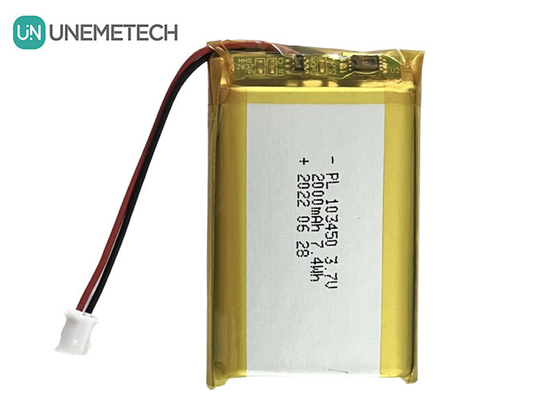 3.7V 2000mAh Şarj edilebilir Lityum Polimer Pil 103450 Elektrikli Meme Pompası için Büyük Kapasite