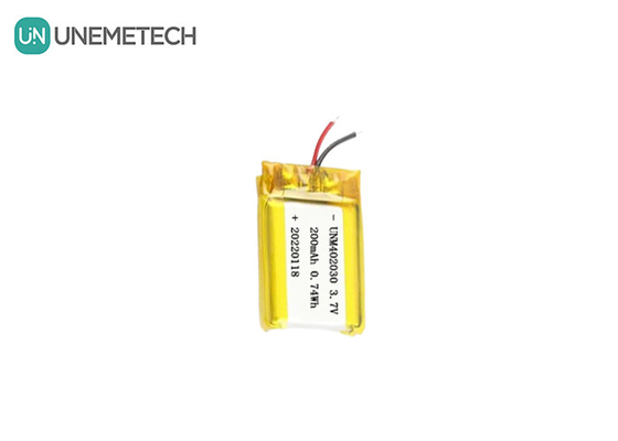 Küçük Boyut 402030 Elektronik Ürünler için 3.7V 200mAh Şarj edilebilir Lipo Pil