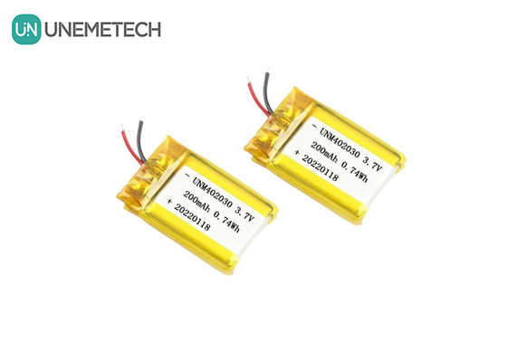 Küçük Boyut 402030 Elektronik Ürünler için 3.7V 200mAh Şarj edilebilir Lipo Pil