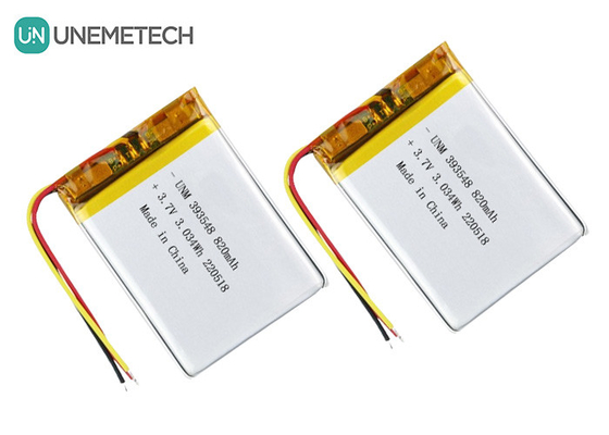 Lityum polimer pil 3.7V 820mAh 393548 Elektronik meme pompası için Lipo şarj edilebilir pil paketi