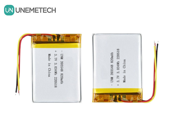 Lityum polimer pil 3.7V 820mAh 393548 Elektronik meme pompası için Lipo şarj edilebilir pil paketi