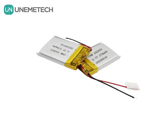 3.7V 270mAh 432031 Elektronik Aygıtlar için Lityum Polimer Pil