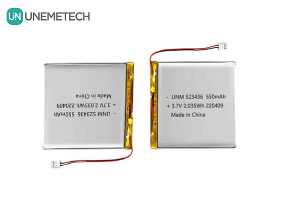 Lityum-ion polimer pil 3.7V 550mAh 523436 GPS izleyici için şarj edilebilir Li polimer pil