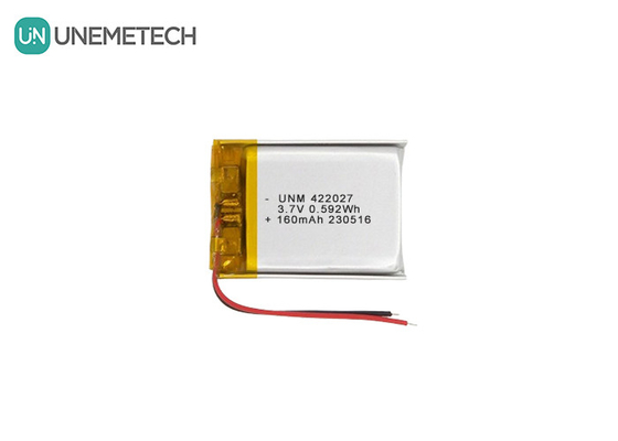 Bluetooth kulaklık için yeniden şarj edilebilir yüksek yoğunluklu LiPo pil 3.7V 160mAh 422027