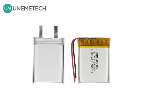 Bluetooth kulaklık için yeniden şarj edilebilir yüksek yoğunluklu LiPo pil 3.7V 160mAh 422027