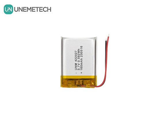Bluetooth kulaklık için yeniden şarj edilebilir yüksek yoğunluklu LiPo pil 3.7V 160mAh 422027
