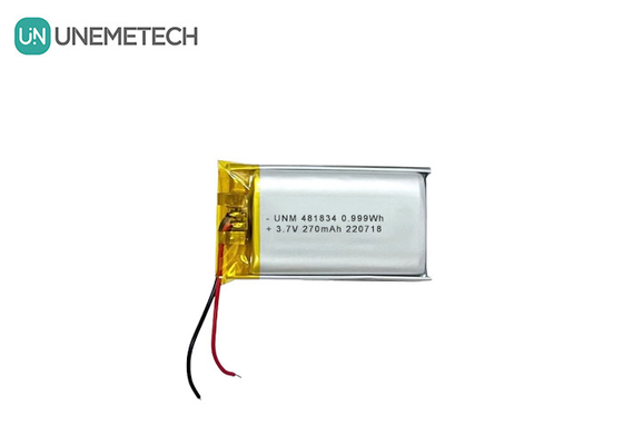 Şarj edilebilir derin döngü Li-ion polimer pil 3.7V 270mAh 481834 Akıllı gözlükler için