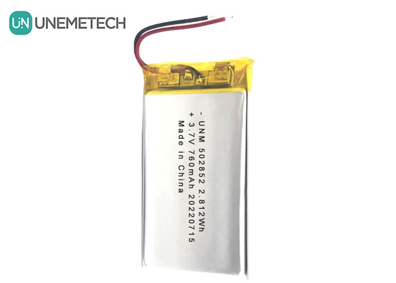 3.7V 760mAh Lityum iyon polimer şarj edilebilir batarya 502852 LED lambalar için