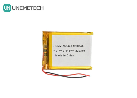 3.7V Lityum Polimer Pil 950mAh 753440 Miniatür Kamera için Cüzdan Pil