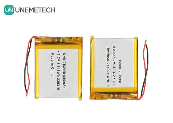 3.7V Lityum Polimer Pil 950mAh 753440 Miniatür Kamera için Cüzdan Pil