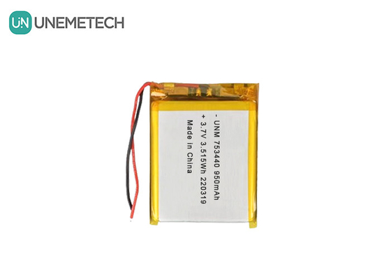 3.7V Lityum Polimer Pil 950mAh 753440 Miniatür Kamera için Cüzdan Pil