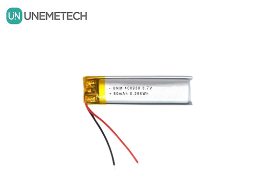 3.7V 80mAh 400930 Özel Lityum Polimer Pil Elektronik Mumlar İçin Düşük Ağırlık