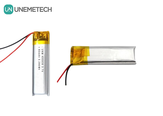 3.7V 80mAh 400930 Özel Lityum Polimer Pil Elektronik Mumlar İçin Düşük Ağırlık