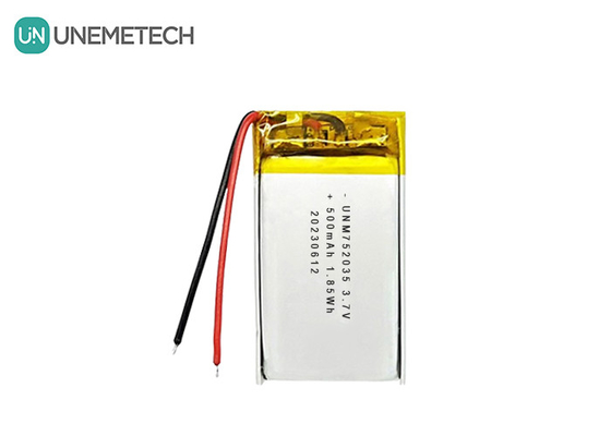 3.7V 500mAh 752035 Uzaktan kumanda için gelişmiş lityum polimer pil