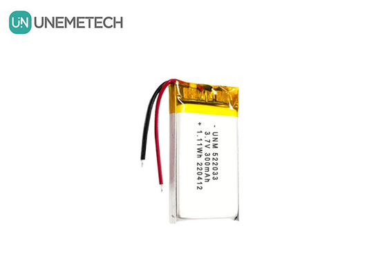 3.7V 300mAh 522033 Akıllı saatler için esnek özel Li-ion polimer pil