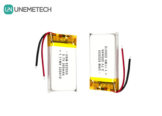 3.7V 300mAh 522033 Akıllı saatler için esnek özel Li-ion polimer pil