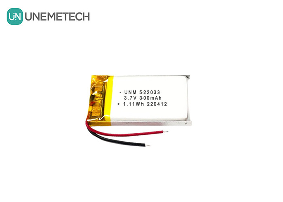 3.7V 300mAh 522033 Akıllı saatler için esnek özel Li-ion polimer pil