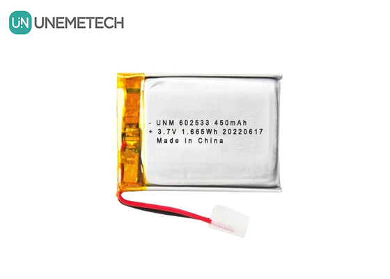Akıllı saatler için 3.7V 450mAh 602533 derin döngülü Lipo pil