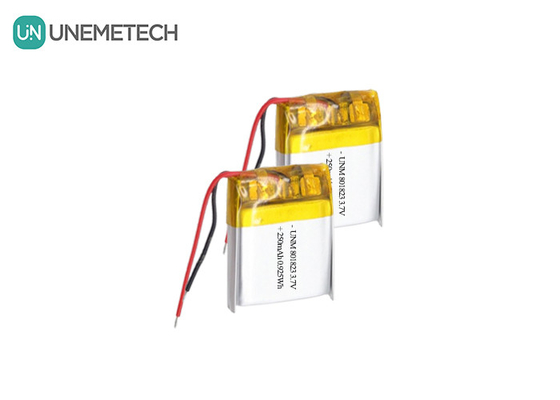 3.7V 250mAh 801823 Cep hesap makineleri için yüksek enerji yoğunluğu Lipo pil