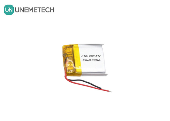 3.7V 250mAh 801823 Cep hesap makineleri için yüksek enerji yoğunluğu Lipo pil